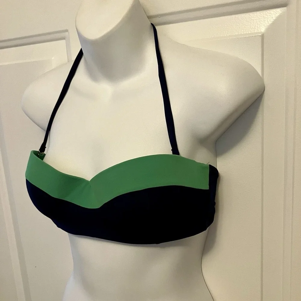 Tory Burch Size S Bikini Swimsuit Swim Top Navy/Green Women's Colorblock